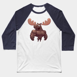 Cute Muscular Moose Illustration Baseball T-Shirt